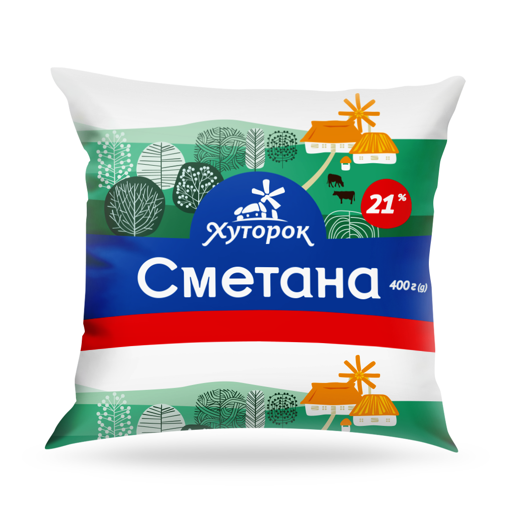 Сметана ХУТОРОК плівка поліетиленова, 21%, 400г